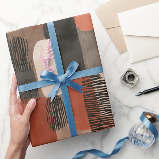 Boho Erdtöne Terrakotta Abstrakte Muster Geschenkpapier (Schenken)