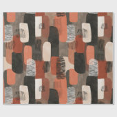 Boho Erdtöne Terrakotta Abstrakte Muster Geschenkpapier (Flach)