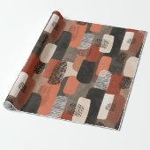 Boho Erdtöne Terrakotta Abstrakte Muster Geschenkpapier (Ungerollt)
