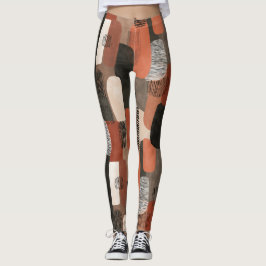 Boho Erdtöne Terrakotta Abstrakte Musterung Leggings