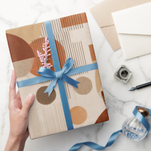 Boho Erdtöne Terrakotta Geometrisches Muster Geschenkpapier