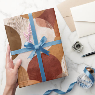 Boho Erdtöne Terrakotta Geometrisches Muster Geschenkpapier