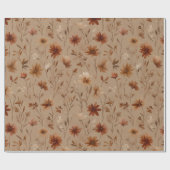 Boho Erdtöne Wildblumen Sand Aquarell Muster Geschenkpapier (Flach)