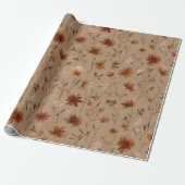 Boho Erdtöne Wildblumen Sand Aquarell Muster Geschenkpapier (Ungerollt)