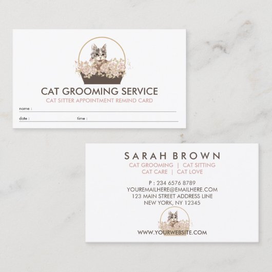 Boho Ernennung Cat Visitenkarte (Vorne/Hinten)