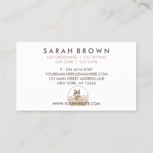 Boho Ernennung Cat Visitenkarte (Rückseite)