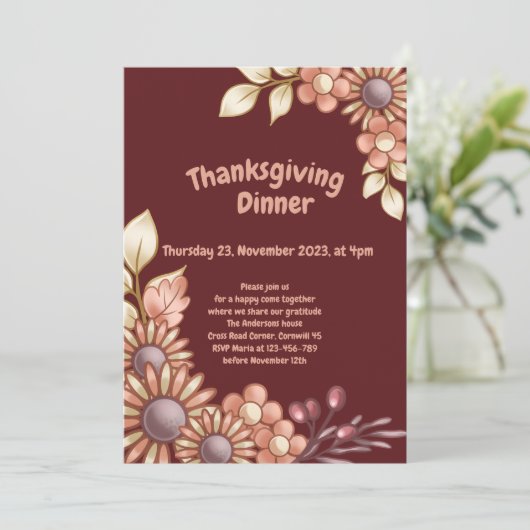 Boho Erntedank Dinner Einladung (Stehend Vorderseite)