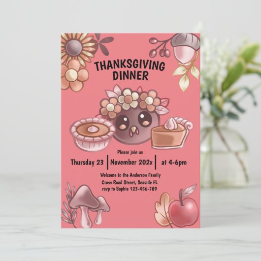 Boho Erntedank Dinner Einladung (Stehend Vorderseite)