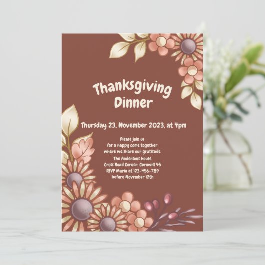 Boho Erntedank Dinner Einladung (Stehend Vorderseite)