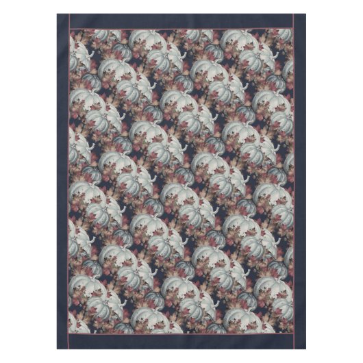 Boho Erntedank Fall Blue Watercolor Pumpkin Tischdecke (Vorderseite)