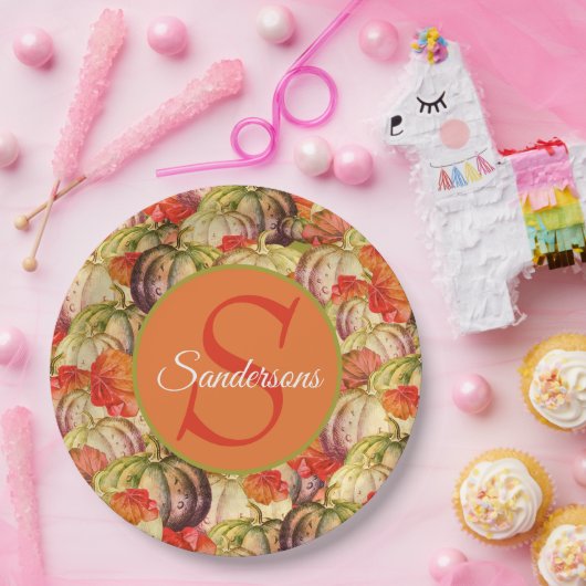 Boho Erntedank Fall Decke Wasserfarbe Pumpkin Pappteller (Party)