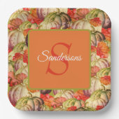 Boho Erntedank Fall Decke Wasserfarbe Pumpkin Pappteller (Vorderseite)
