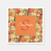 Boho Erntedank Fall Decke Wasserfarbe Pumpkin Serviette (Vorderseite)