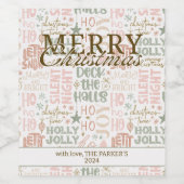 Boho erröten Weise Frohe Weihnachtsworte Weinetikett (Einzelnes Label)