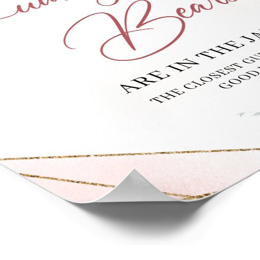 Boho errötet blumengoldfarbenes Weiß schätzt wie v Poster (Ecke)