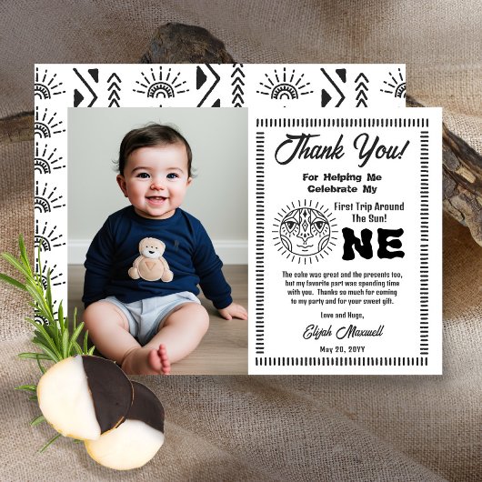 Boho Erste Reise rund um die Sonne Geburtstag Viel Dankeskarte