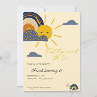 Boho erste Reise um die Sonne 1. Geburtstag Einladung
