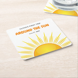 Boho Erste Reise um die Sonne 1. Geburtstag Rechteckiger Pappuntersetzer