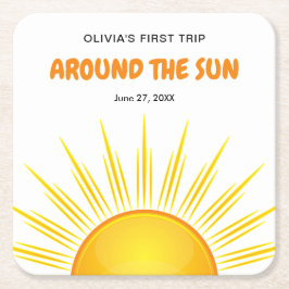 Boho Erste Reise um die Sonne 1. Geburtstag Rechteckiger Pappuntersetzer