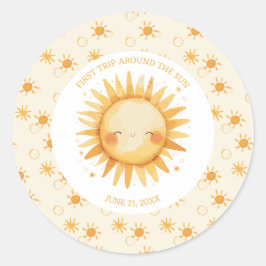 Boho Erste Reise um die Sonne 1. Geburtstag Runder Aufkleber