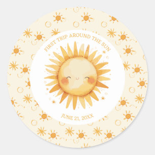 Boho Erste Reise um die Sonne 1. Geburtstag Runder Aufkleber