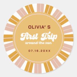 Boho Erste Reise um die Sonne 1. Geburtstag Runder Aufkleber