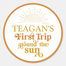 Boho Erste Reise um die Sonne Erster Geburtstag Runder Aufkleber