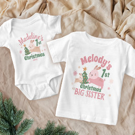 Boho Erste Weihnacht mit Niedlichem Kaninchen, Bau Baby T-shirt
