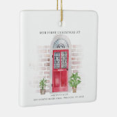 Boho Erste Weihnachten Neue Zuhause Red Door Chic Keramikornament (Rechts)