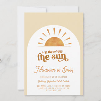 Boho Erster Ausflug rund um das Sun 1. Geburtstags Einladung