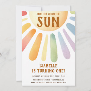 Boho Erster Ausflug rund um das Sun 1. Geburtstags Einladung