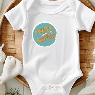 Boho-Erstgeburtstagstorte Baby Zwölf Monate Meilen Runder Aufkleber