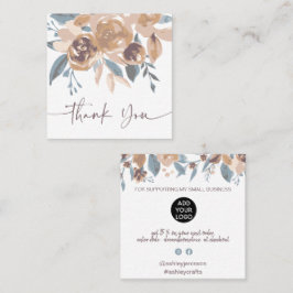 Boho erthy chic floral Aquarell Ordnung danke Quadratische Visitenkarte