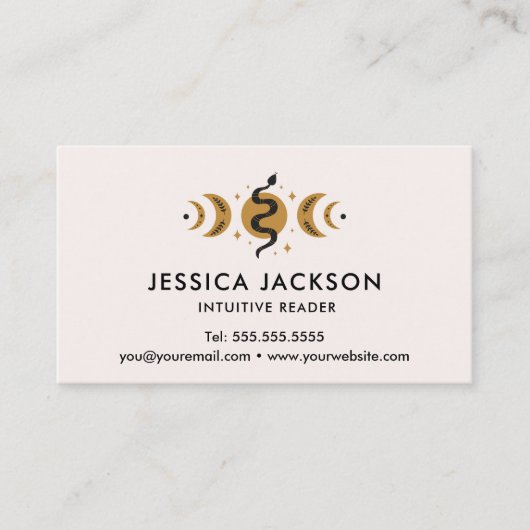 Boho Esoteric Snake and Moon Phases Visitenkarte (Vorderseite)
