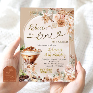 Boho Espresso Martini Tini Bit Older Geburtstag Einladung