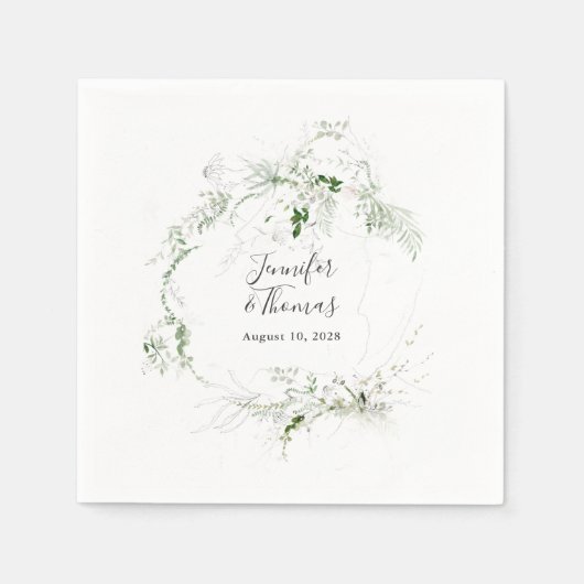 Boho Ethereal Greenery Botanische Hochzeit Serviette (Vorderseite)