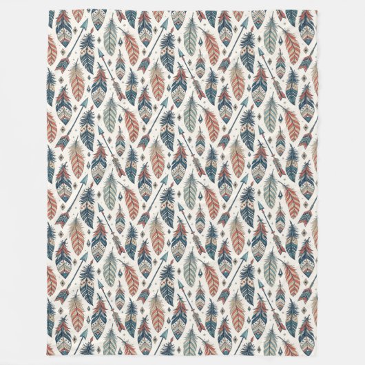 Boho Ethnic Authentic Tribal Native Feathers Pfeil Fleecedecke (Vorderseite)