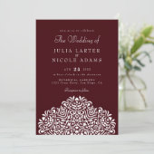 Boho Ethnic Botanical Accent Wedding Einladung (Stehend Vorderseite)