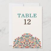Boho Ethnic Botanical Wedding Table Number Einladung (Vorderseite)