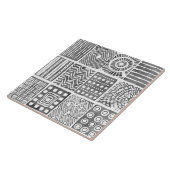 Boho Ethnic Keramik Tile - Schwarz-Weiß-Ornament Fliese (Seite)