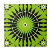 Boho Ethnic Lime Green Black Geometric Pattern Fliese (Vorderseite)