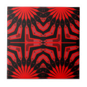 Boho Ethnic Red and Black Geometric Pattern Fliese (Vorderseite)