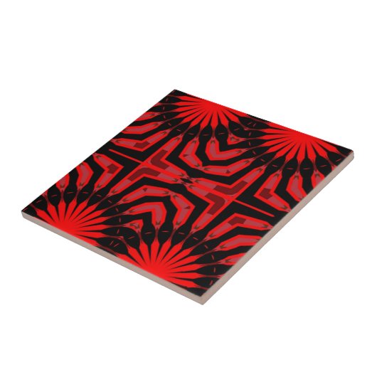 Boho Ethnic Red and Black Geometric Pattern Fliese (Seite)