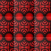 Boho Ethnic Red and Black Geometric Pattern Fliese