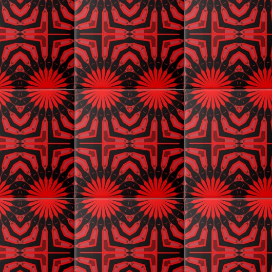 Boho Ethnic Red and Black Geometric Pattern Fliese