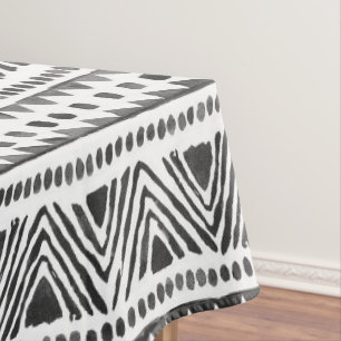 Boho Ethnic Tablecloth - Tribal Black & White Tischdecke