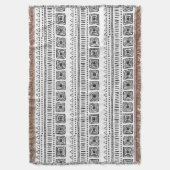 Boho Ethnic Throw Blanket - Schwarzweiß Decke (Vorderseite Vertikal)