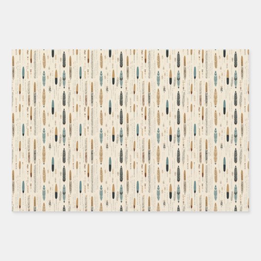 Boho ethnische Marine rostige Terrakotta-Streifen Geschenkpapier Set (Vorderseite)