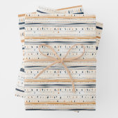 Boho ethnische Marine rostige Terrakotta-Streifen Geschenkpapier Set (Beispiel)