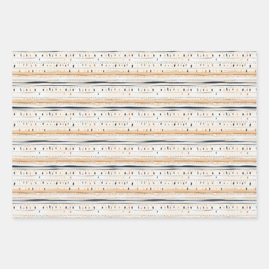 Boho ethnische Marine rostige Terrakotta-Streifen Geschenkpapier Set (Vorderseite)